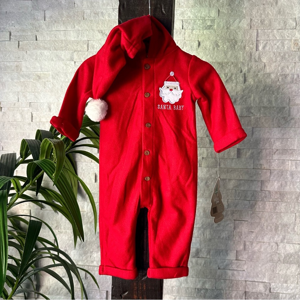 Chick Pea Red Felt “Santa Baby” Santa Clause Outfit Size 3 months new tags